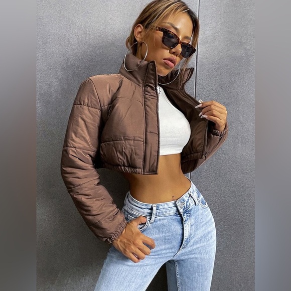 SHEIN Zip Up Crop Padded Padded Coat For Winter Clothes Wear size XS - Picture 6 of 13